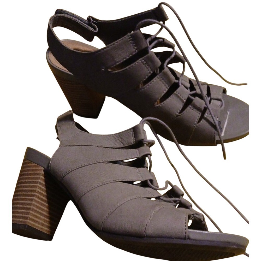 Clarks Collection Banoy Waneta Lace Up Heeled Sandals, Sage Nubuck, Size‎ 10